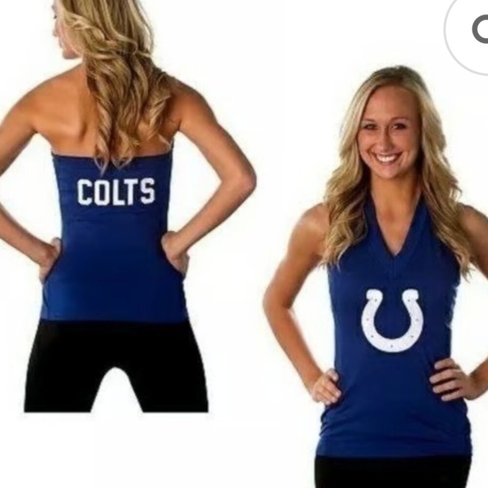 NFL All Sport Couture Colts "Blown Coverage" Halter Top - Size: Large - NWT